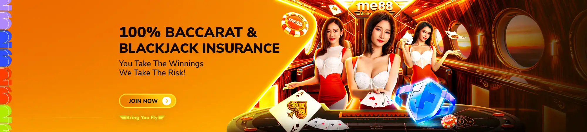 me88 100% Baccarat and Blackjack Insurance - You Take The Winnings We Take The Risk